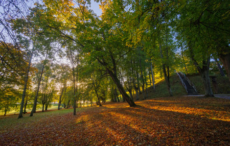 Autumn landscape in Birstonas, Lithuaniaの写真素材