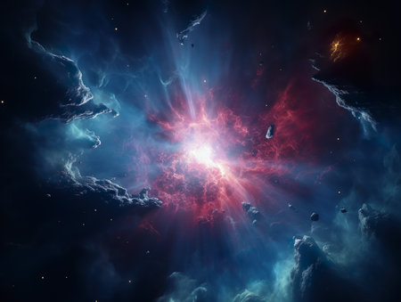 Imagination of a Big bang explosion. The beginning of a Universe.の素材