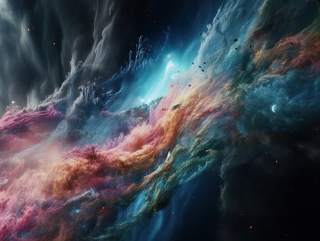 Imagination of a colorful Nebula in the spaceの素材