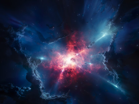 Imagination of a Big bang explosion. The beginning of a Universe.の素材