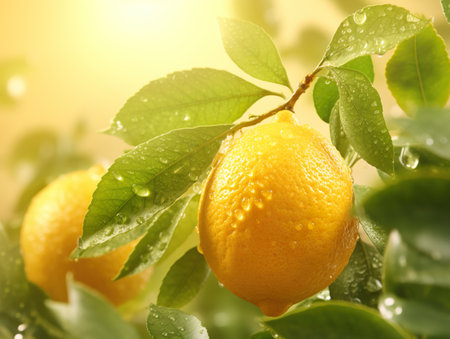 Fresh lemon fruits. Vitamin C concept.の素材