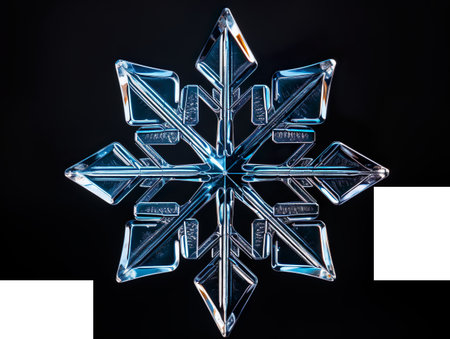 Snowflake cutout. Isolated snowflake crystal. Winter concept.の素材