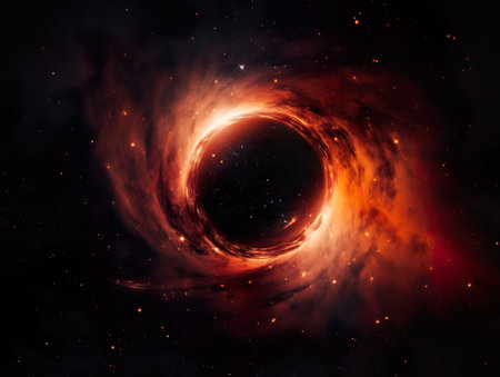 Black hole warps space and time. Imagination of a black hole.の素材