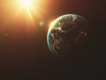 Earth background with sunlightの素材