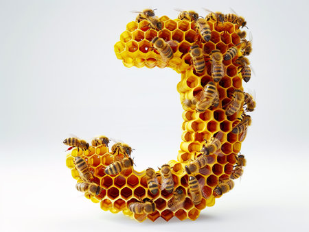 Letter J made of honey combの素材