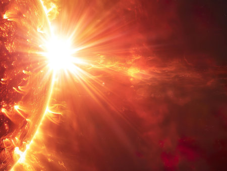 Surface of the sun with flames and heat. Solar flare.の素材