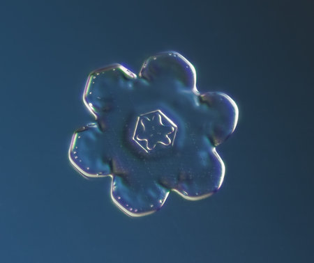 Natural snowflake crystal close-up macro photoの写真素材