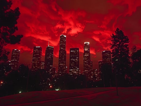 A Dramatic Sunset Over the city Creates a Mesmerizing Visual Experienceの素材