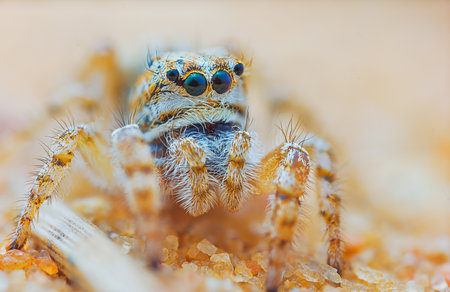 Jumping spider portrait - Yllenus arenarius, close upの写真素材
