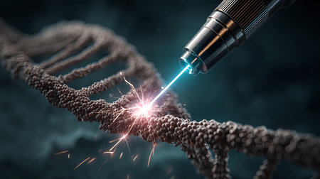 Dna laser visualization, DNA Gene therapy concept.の素材