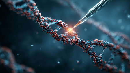 Dna laser visualization, DNA Gene therapy concept.の素材