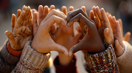 Colorful hand prints symbolizing unity and tolerance. Earth tolerance day conceptの素材