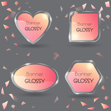 Set of vector banner glossy with color orangeのイラスト素材