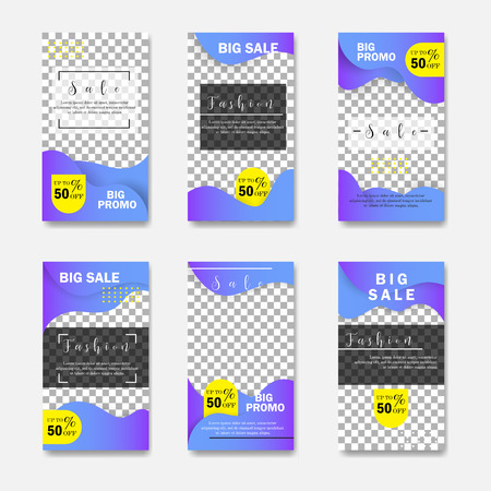 Fashion Post Template Social Media Banners for Digital Marketing. Promo Brand Fashion. Stories. Streaming. story, internet web banner, flyer,poster and brochure.fluid. Vector Illustration.のイラスト素材