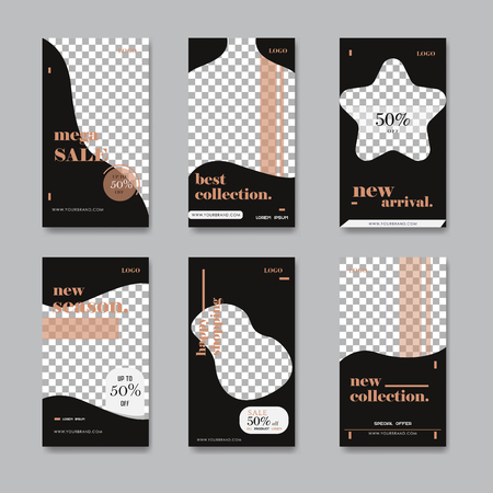 Fashion Post Template Social Media Banners for Digital Marketing. Promo Brand Fashion. Stories. Streaming. story, internet web banner, flyer,poster and brochure.fluid. Vector Illustration.のイラスト素材