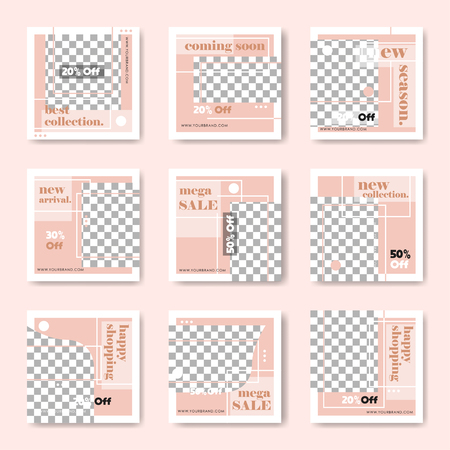 Fashion Post Template Social Media Banners for Digital Marketing. Promo Brand Fashion. Stories. Streaming. story, internet web banner, flyer,poster and brochure.fluid. Vector Illustration. - Vectorのイラスト素材
