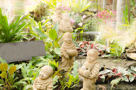 Monk statue,Lighting from religionの写真素材
