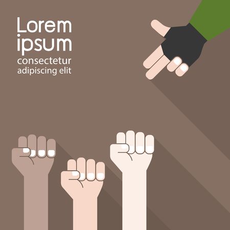 Concept idea ,fist and finger gun.のイラスト素材