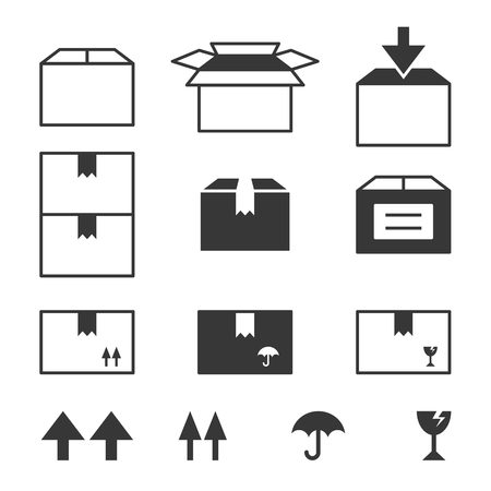 Simple set of box and package iconsのイラスト素材