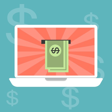 Vector illustrator laptop and money for use in businessのイラスト素材