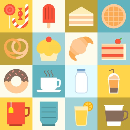 vector dessert,coffee and beverage icon, flat designのイラスト素材