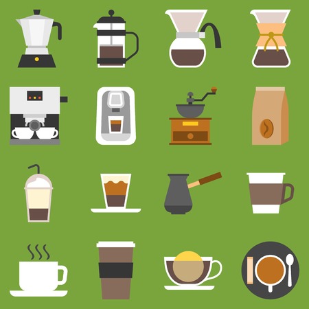 vector coffee method and type of coffee, flat designのイラスト素材