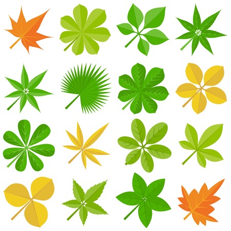 leaves icon set 2, flat designのイラスト素材