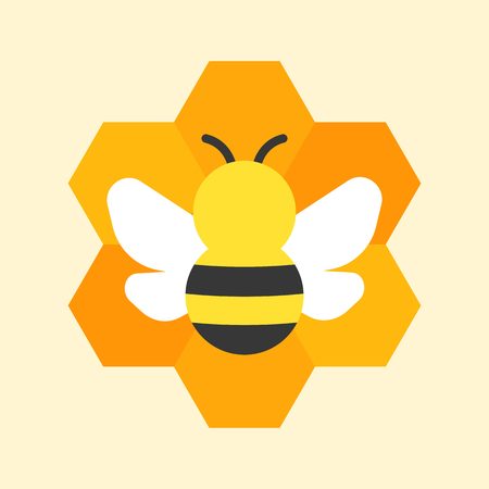 Bee and honeycomb icon,flat designのイラスト素材