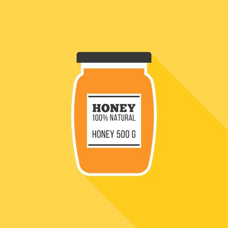 Honey bottle icon, flat designのイラスト素材