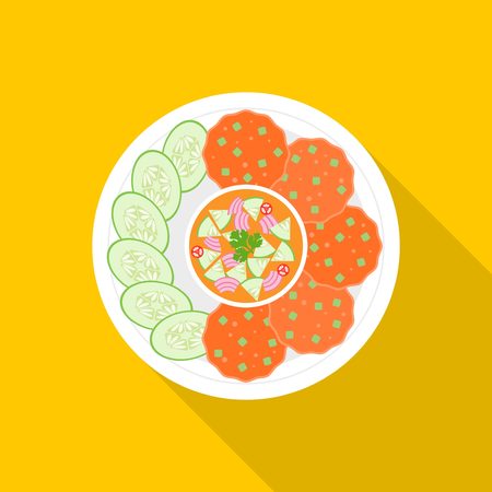 Fish cakes, Thai food, flat designのイラスト素材