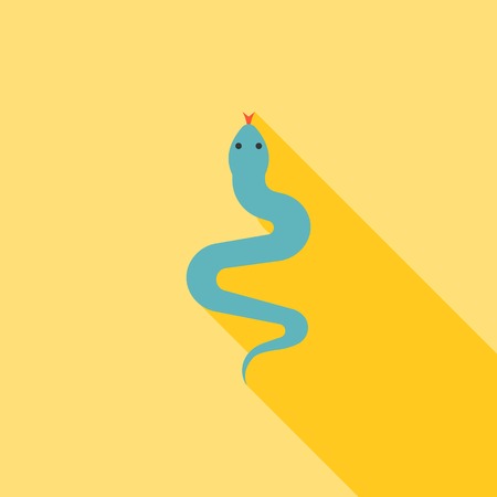 Snake icon with shadow, flat design