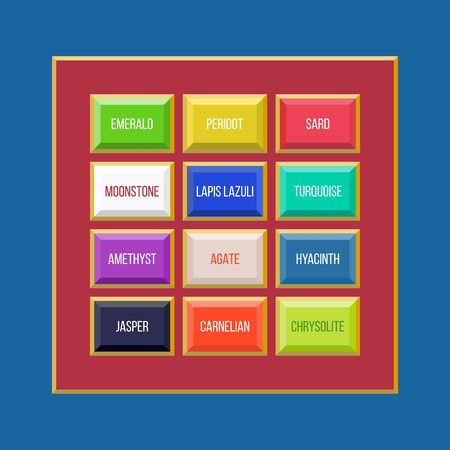 High priest's breastplate in old testament, ephod, flat designのイラスト素材