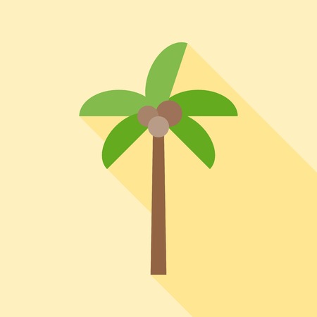 coconut tree icon with long shadow, flat designのイラスト素材