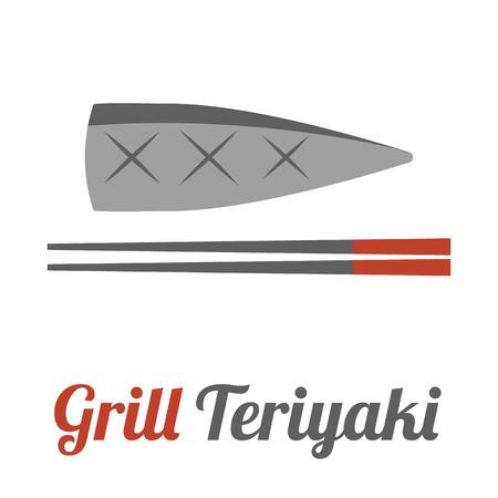 Vector mackerel and chopstick,flat designのイラスト素材