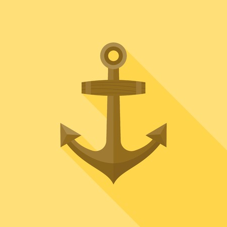 wooden anchor illustration, wood anchor icon vector, flat designのイラスト素材