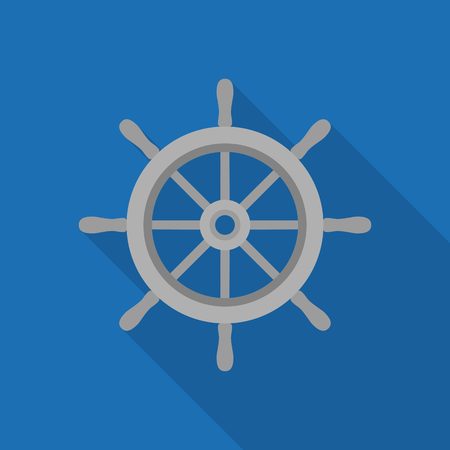 ship wheel icon, metal wheel illustration vector, nautical sign, flat designのイラスト素材