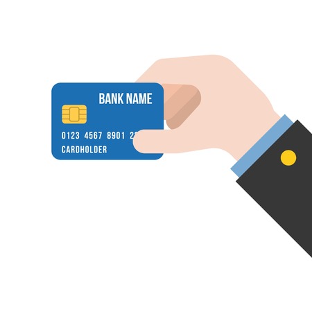 Business hand holding Credit card illustration vector, for campaign of advertise credit, flat designのイラスト素材