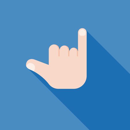 hand making sign icon, promise hand sign icon, hands clenched in a fist with little finger extended flat design with long shadowのイラスト素材