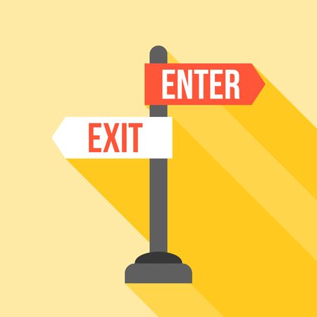 enter and exit sign post direction, flat designのイラスト素材