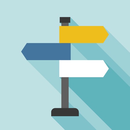 blank sign direction post illustration, sign post icon, flat designのイラスト素材