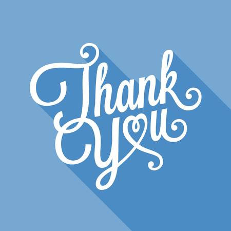 Thank you typographical illustration vector, Thank you calligraphic design for poster, card, and holidays, flat design with long shadowのイラスト素材