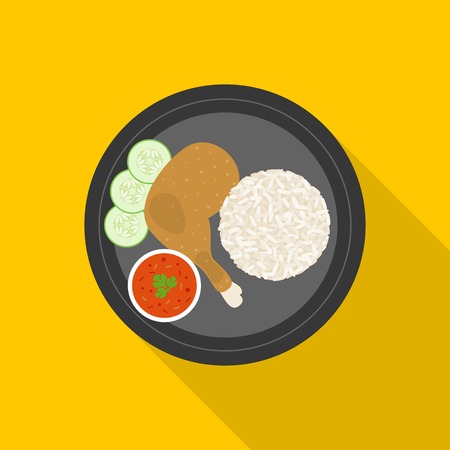 Thai food, Grilled chicken with Sticky riceのイラスト素材