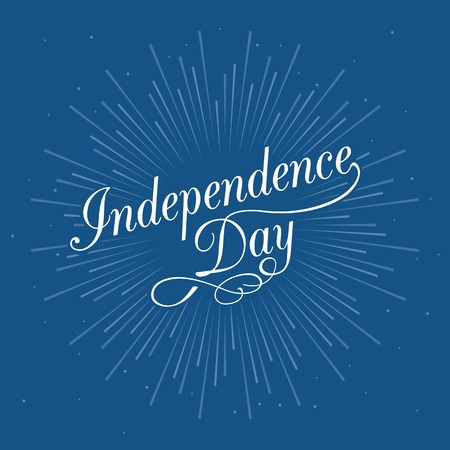 Israel Independence day calligraphic handwriting lettering and star burst with blue backgroundのイラスト素材