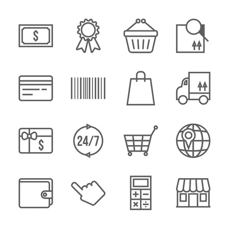 Vector shopping icons set, thin lineのイラスト素材