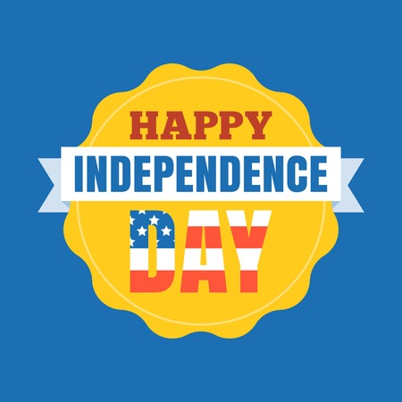 happy independence of america illustration vector poster and card template, flat designのイラスト素材