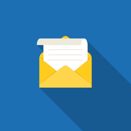 open envelope and message, in box icon, open mail and read mail concept, flat design vector for use in application of mobile  phone, smartphone and tabletのイラスト素材