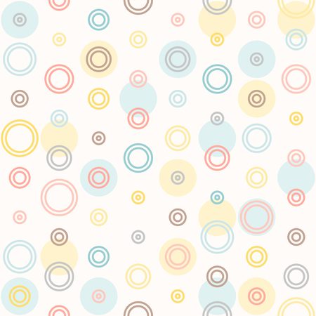 Seamless colourful polka dot pattern and colourful circle line pattern on white background, suitable for wrapping paper patternのイラスト素材