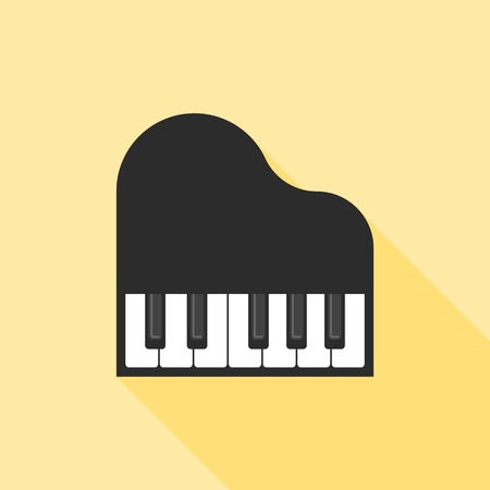piano icon, music illustration icon, flat design with long shadowのイラスト素材