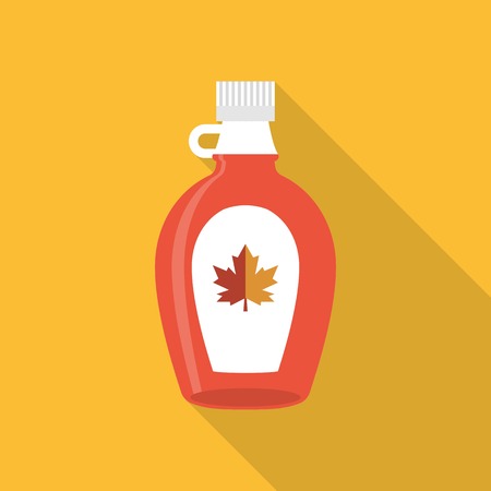 Maple syrup bottle icon, flat designのイラスト素材