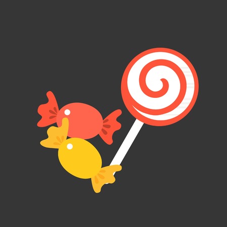 Vector candy and lollipop, flat designのイラスト素材